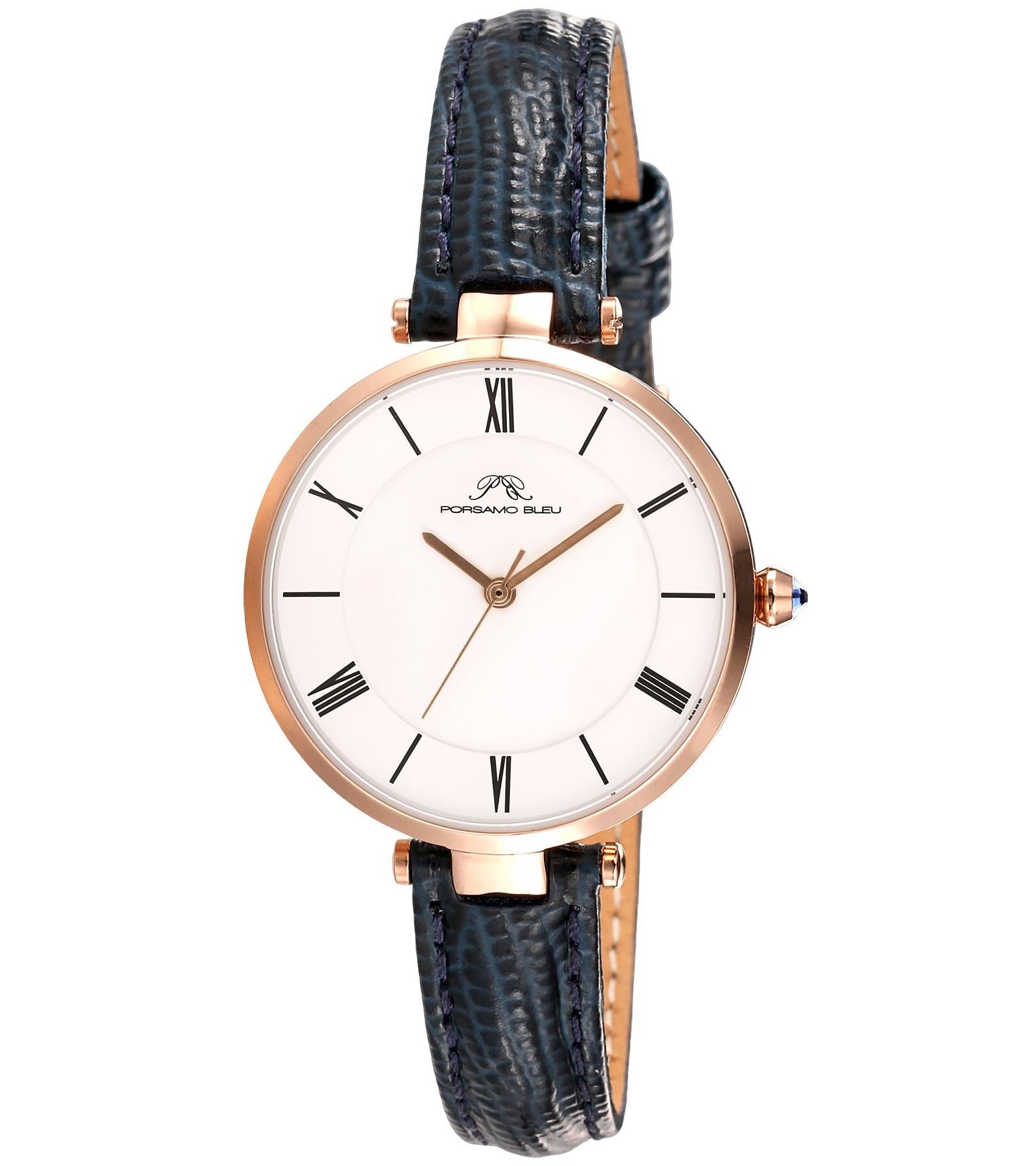 Женские часы Porsamo Bleu Bellevue Round Blue Genuine Leather Band 32 mm
