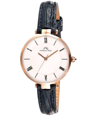 Женские часы Porsamo Bleu Bellevue Round Blue Genuine Leather Band 32 mm