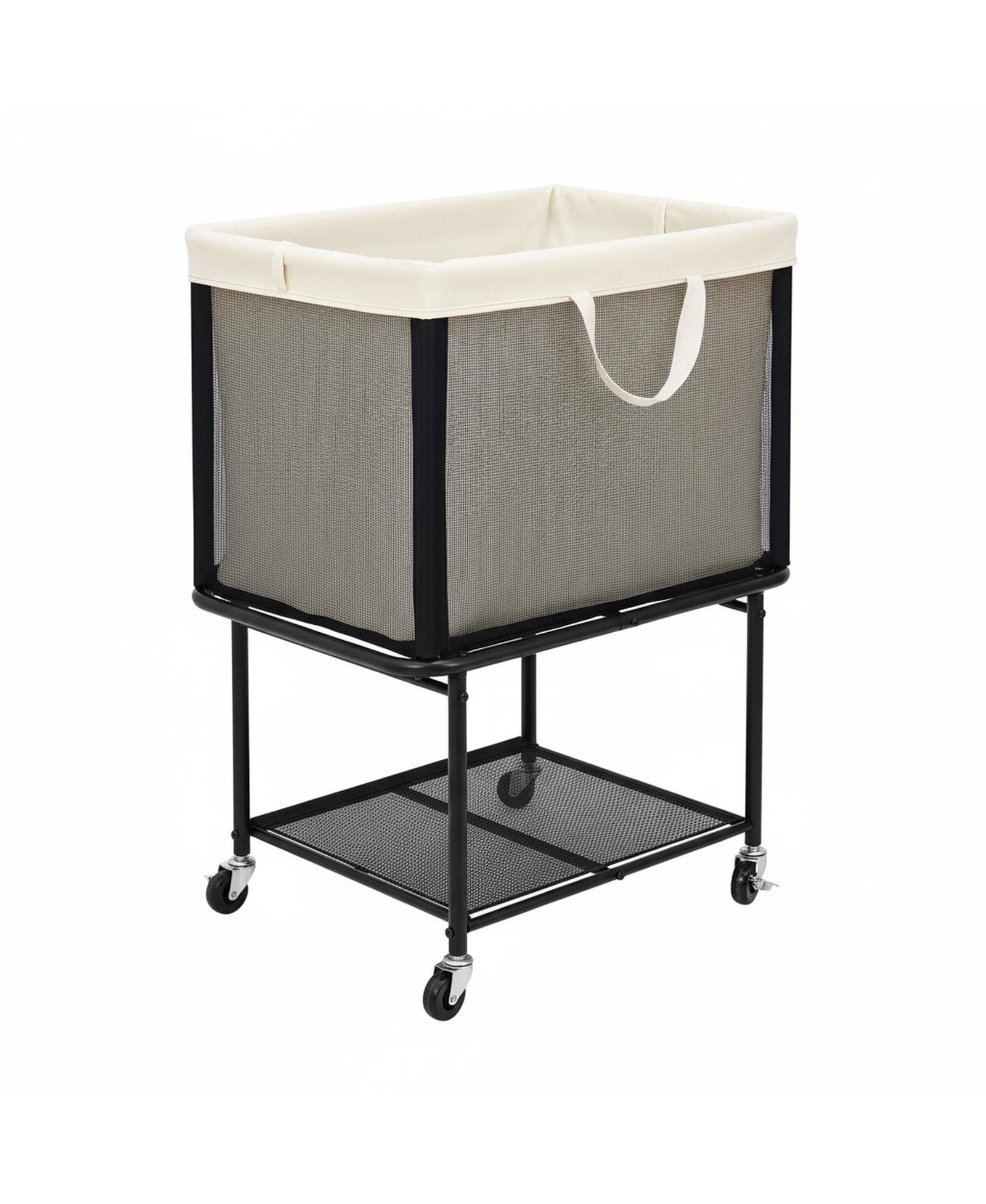 YIGII 2-Tier Rolling Laundry Hamper with Lockable Wheels Removable Canvas Bag 29-Gallon Capacity Heavy Duty