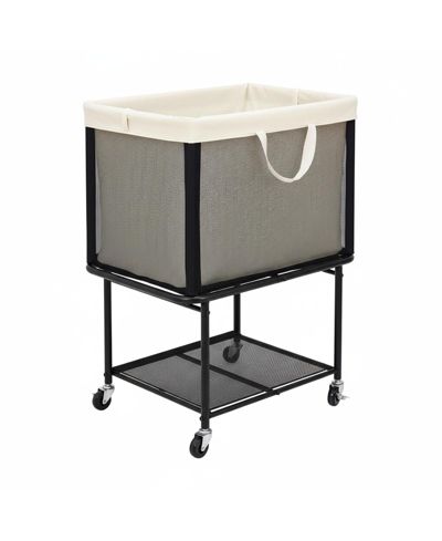 Корзина для белья YIGII 2-Tier Rolling с колесами и холщовым мешком 29-Gallon
