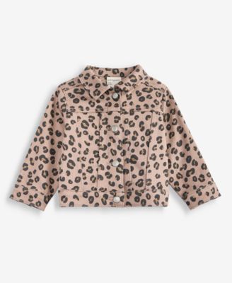 First Impressions Baby Girls' 3M-24M Leopard-Print Denim Jacket, Macy's Exclusive