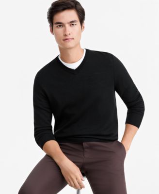 Мужской шерстяной джемпер Alfani Merino Wool V-Neck