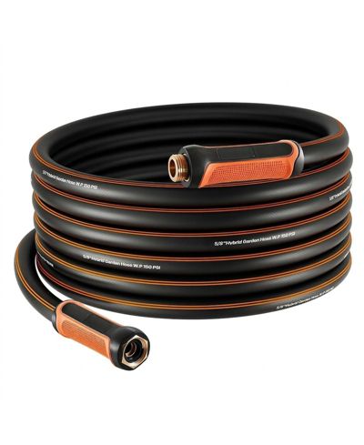 SUGIFT Garden Hose, 50 feet 5/8", Heavy Duty 4-Layer Rubber Hose for Gardening and Cleaning