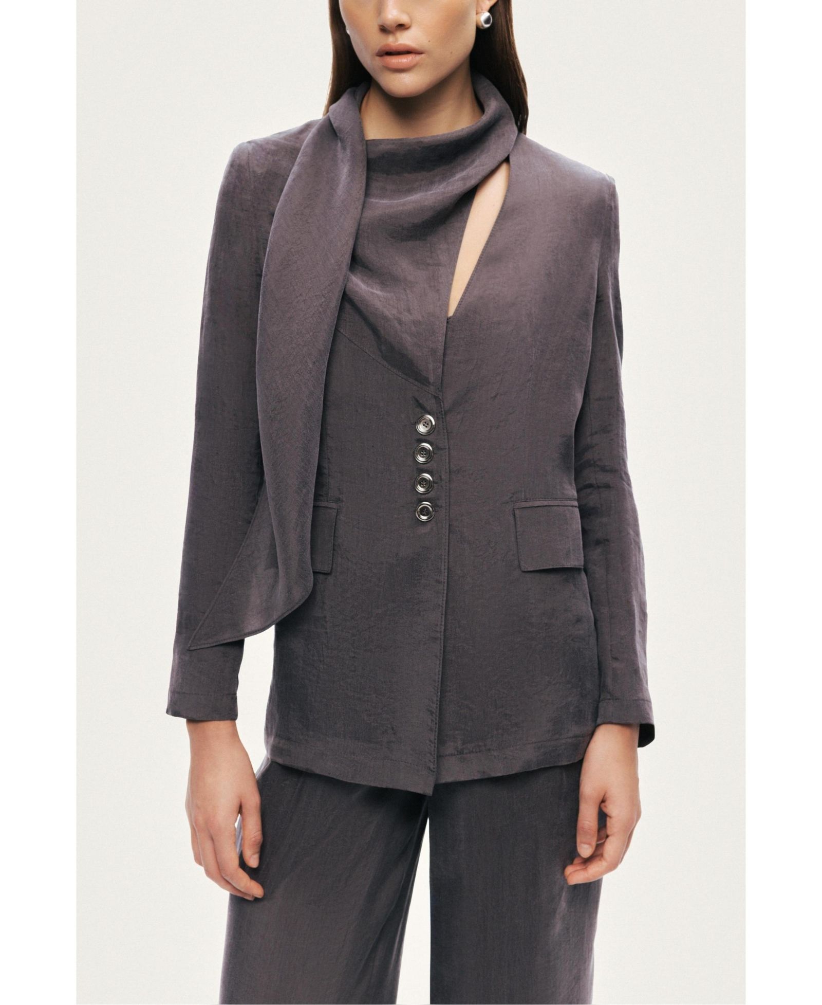 NOCTURNE Women's Asymmetrical Draped Tailored Jacket