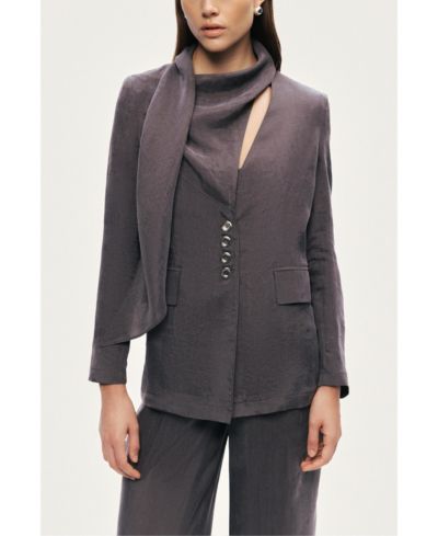 NOCTURNE Women's Asymmetrical Draped Tailored Jacket