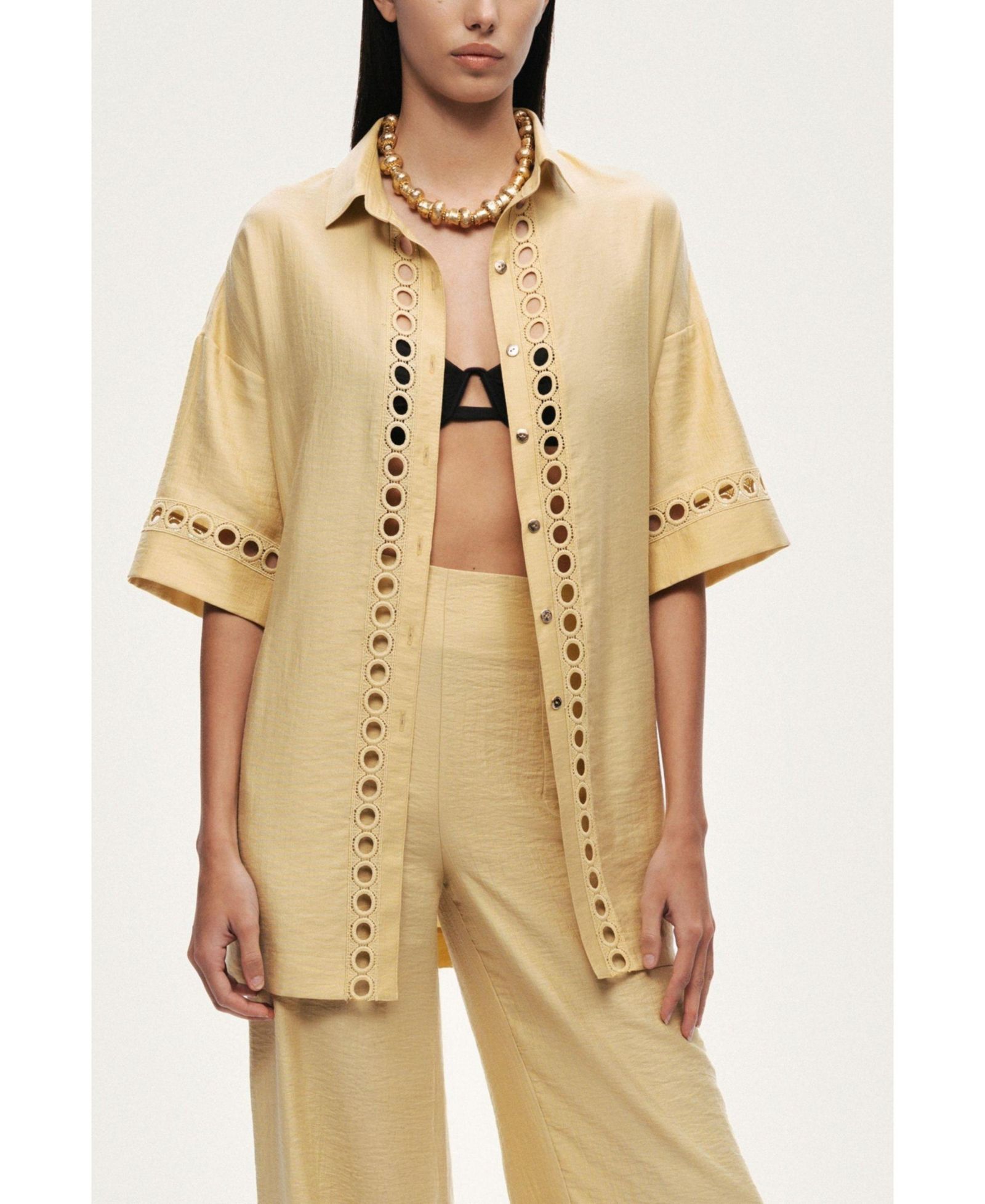 NOCTURNE Women's Belted Eyelet Detail Short-Sleeve Jacket