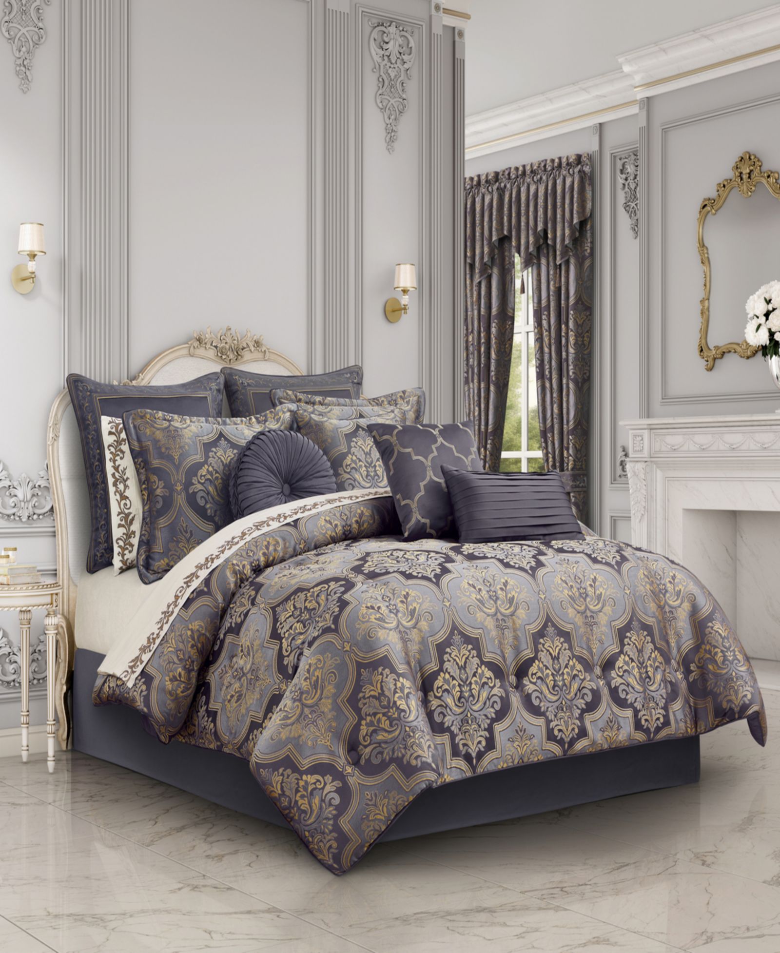 Five Queens Court Manchester Floral 4-Piece Comforter Set, California King
