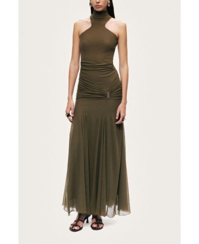 NOCTURNE Women's Halter Neck Draped Maxi Dress