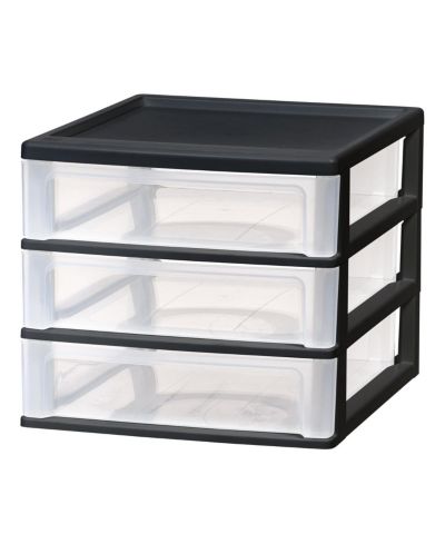 IRIS Medium 3-Drawer Stacking Desktop Organizer, Plastic Drawer Storage Container for Stationery Art Craft