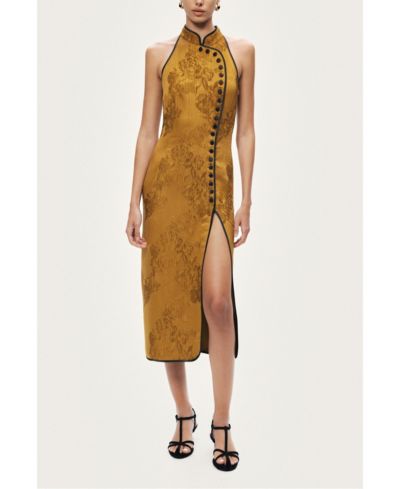 NOCTURNE Women's High-Neck Button-Detail Midi Dress
