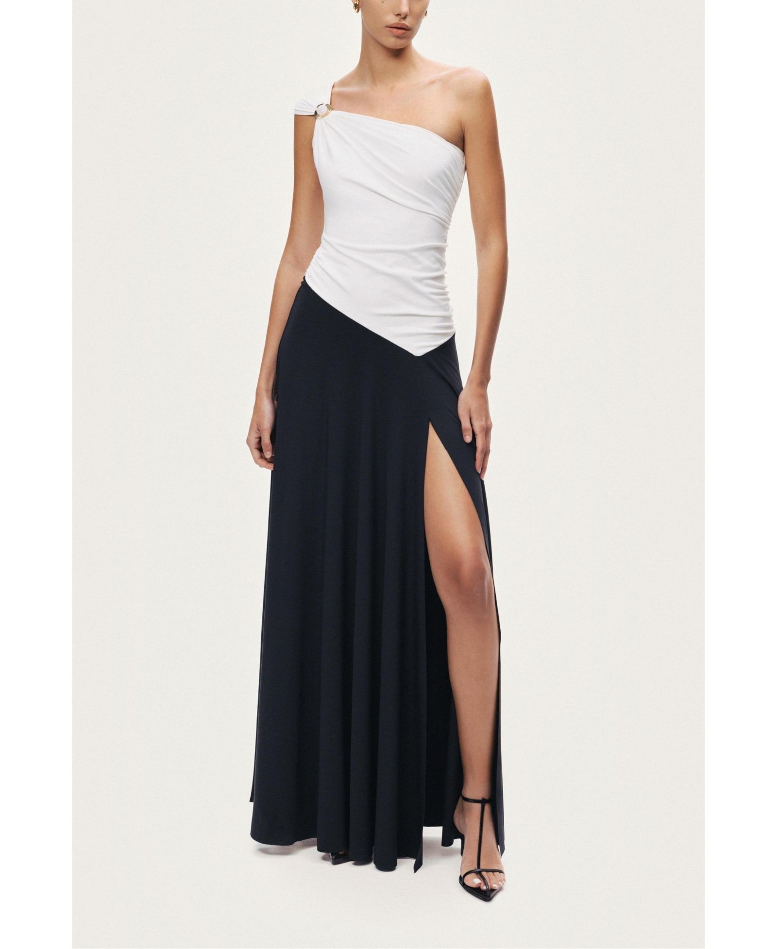 NOCTURNE Women's One-Shoulder Contrast Maxi Dress