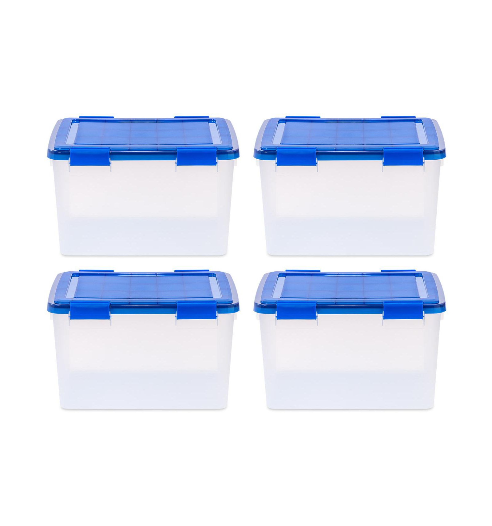 IRIS USA WEATHERPRO Airtight Plastic Storage Bins with Lids and Secure Latching Buckles, 46.6 Quart, Set of 4