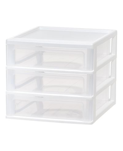 IRIS USA Medium 3-Drawer Stacking Desktop Organizer, 1 Pack, Plastic Drawer Storage Container for Stationery Art Craft Supplies