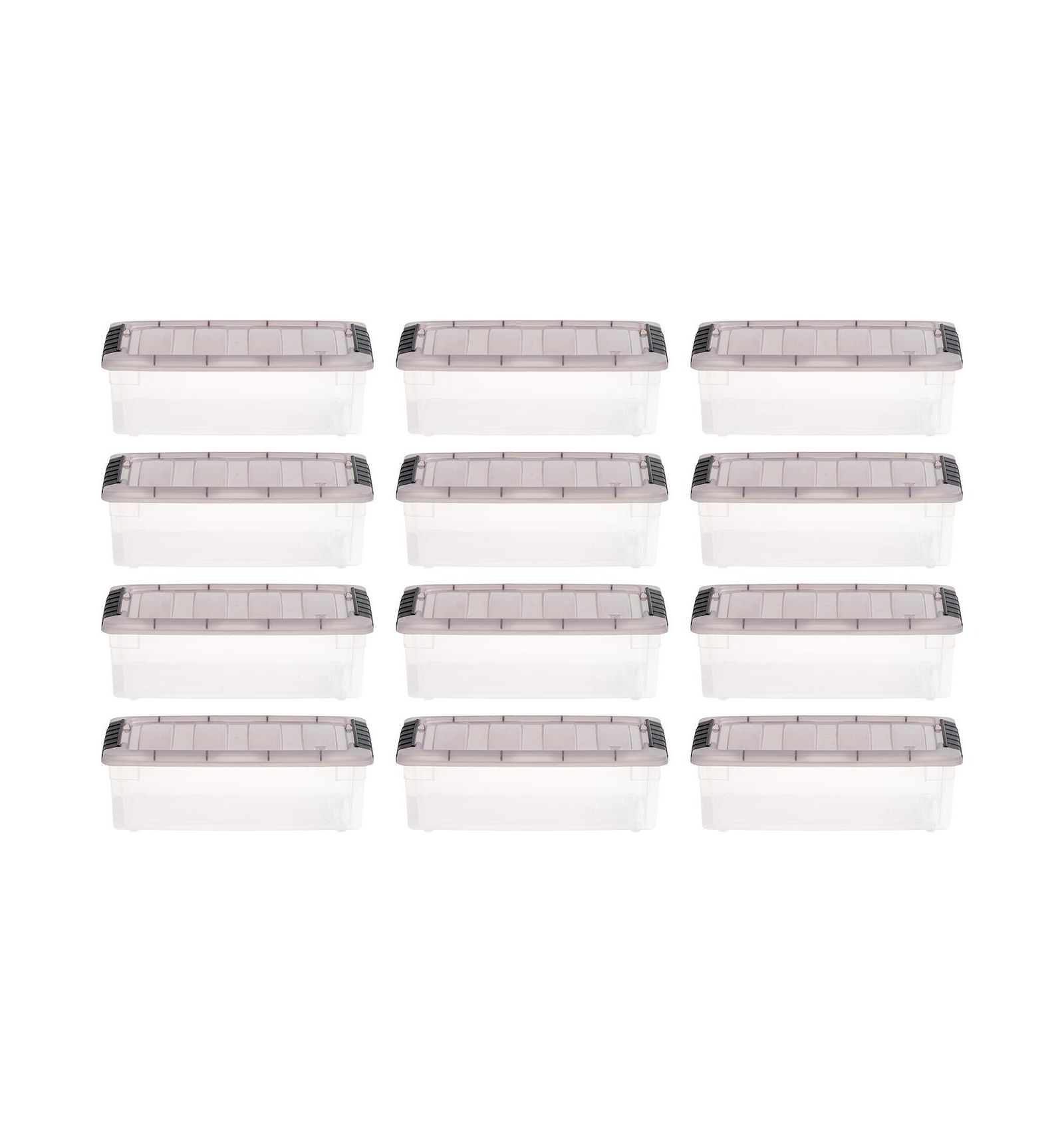 IRIS USA 6 Quart Stack and Pull Clear Storage Box, 12 Pack