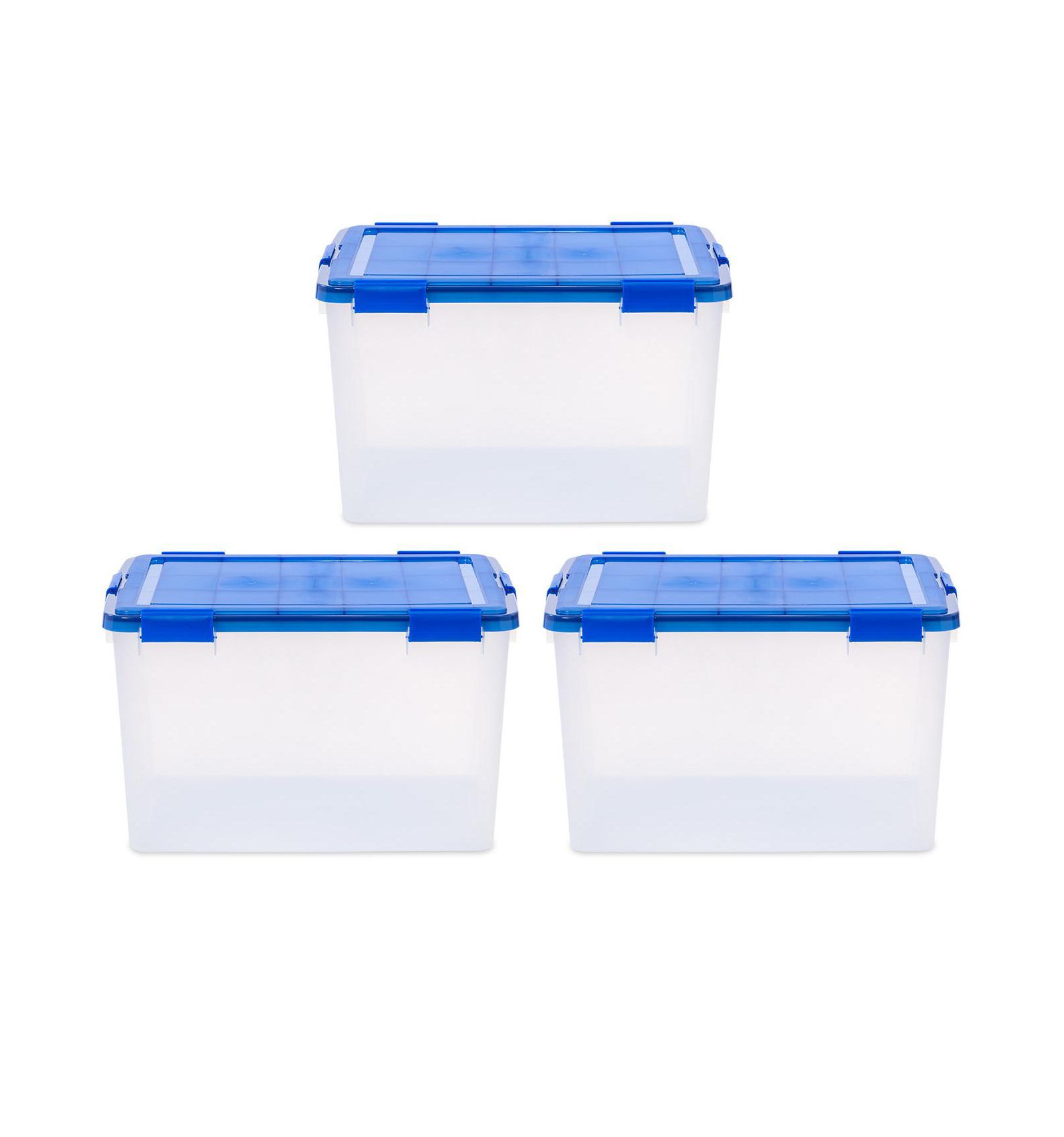 IRIS 3Pack 74qt WEATHERPRO Airtight Plastic Storage Bin with Lid and Seal and Secure Latching Buckles
