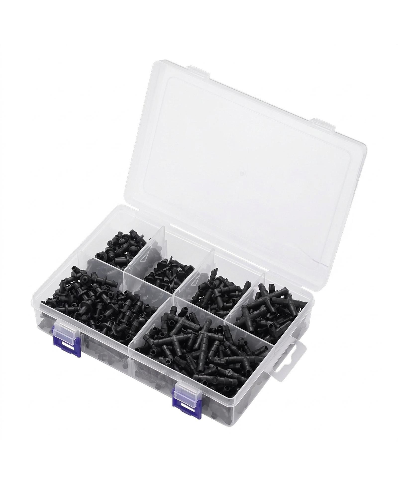 SUGIFT Drip Irrigation Fittings Kit, 300 Pcs, for 1/4" Tubing, for Yard and Garden