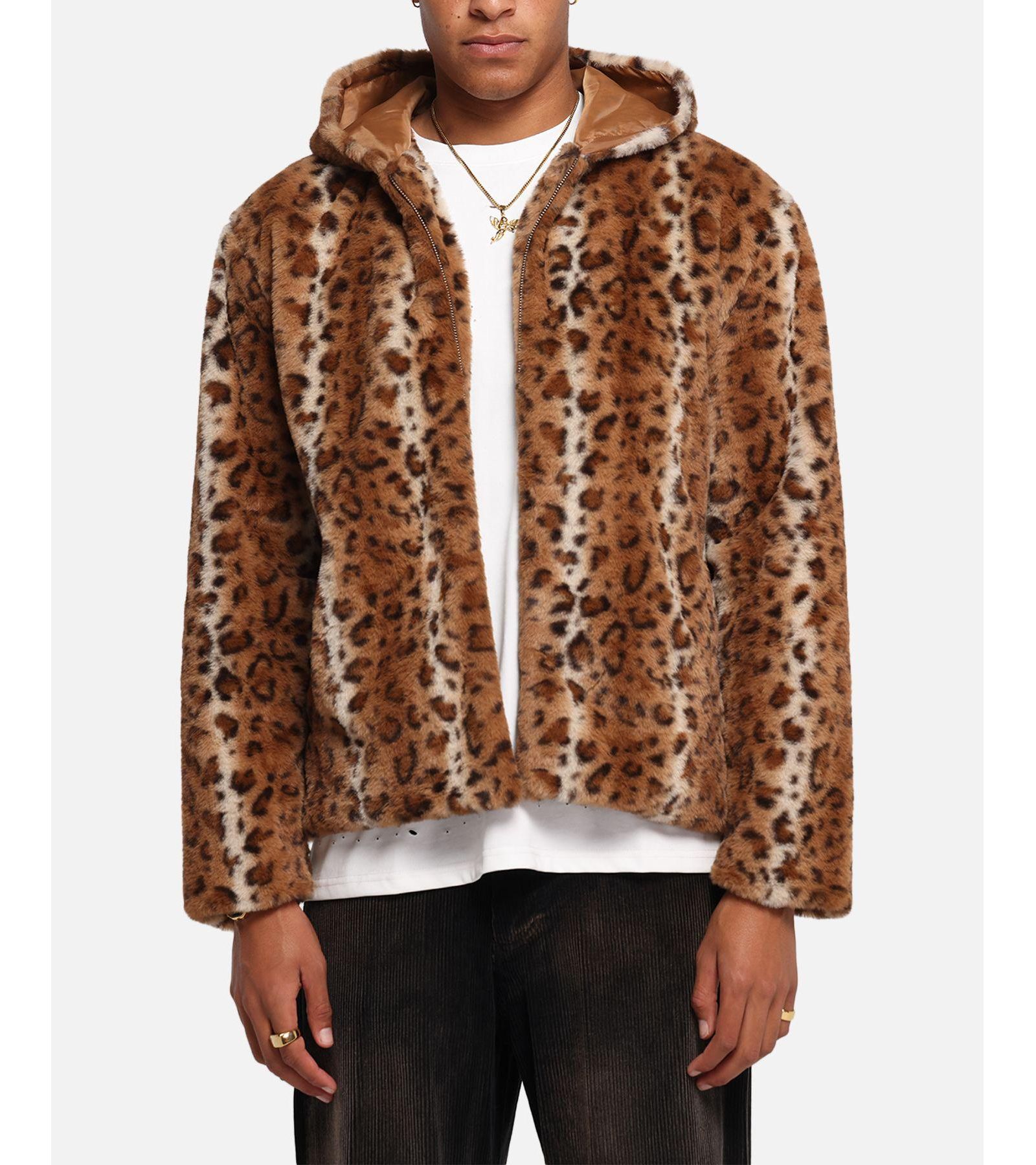 XXIII Men's Leopard Faux Fur Jacket