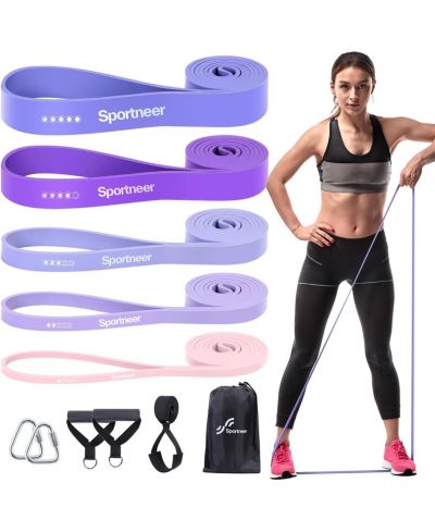 Sportneer 5 Level Resistance Training Pull Up Bands Set with Handles and Door Anchor
