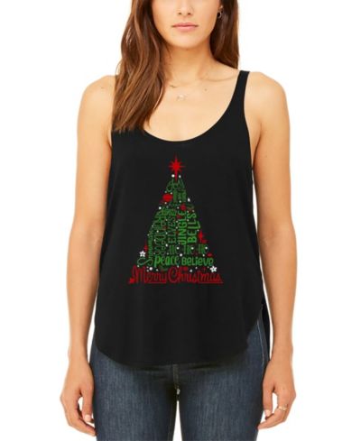 Женский топ LA Pop Art Holiday Christmas Tree Premium Word Art Flowy Tank Top