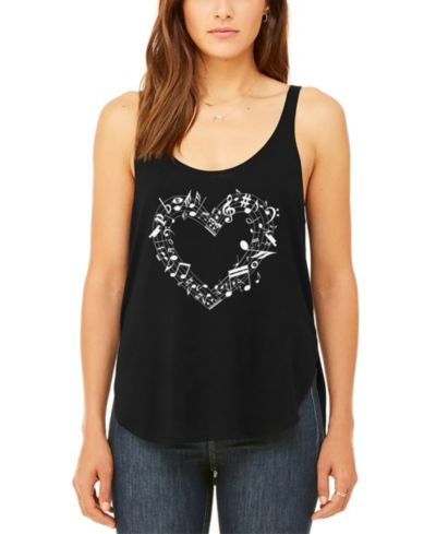Женский майка LA Pop Art Sheet Music Heart Premium Word Art Flowy Tank Top
