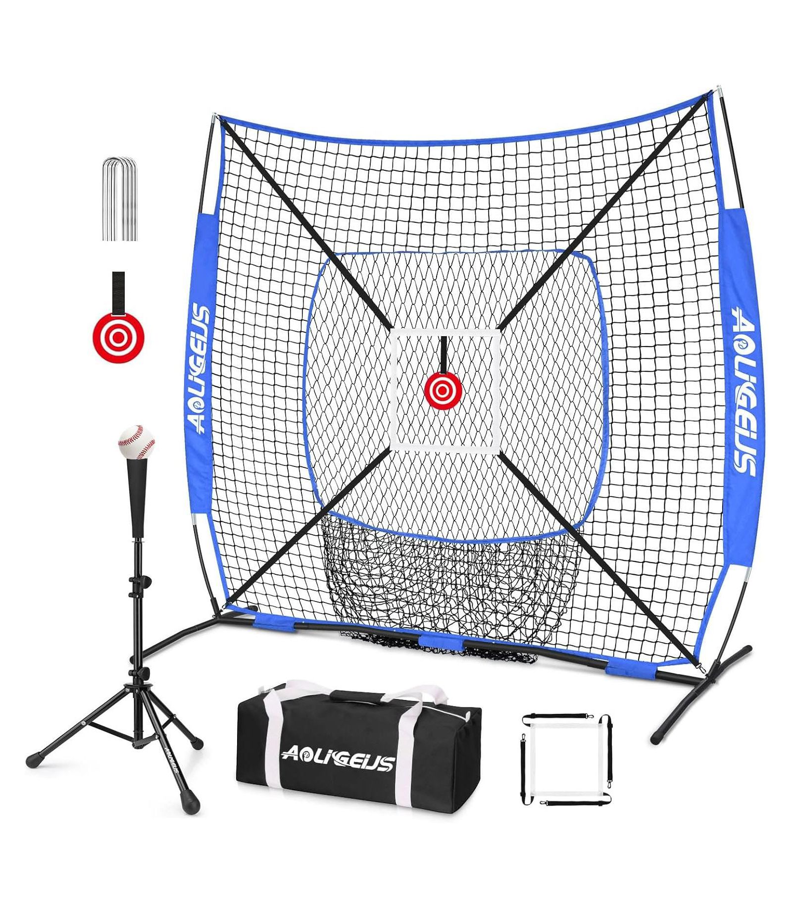 Спортивная сетка AOLIGEIJS Baseball Softball Practice Net с битой и мишенью