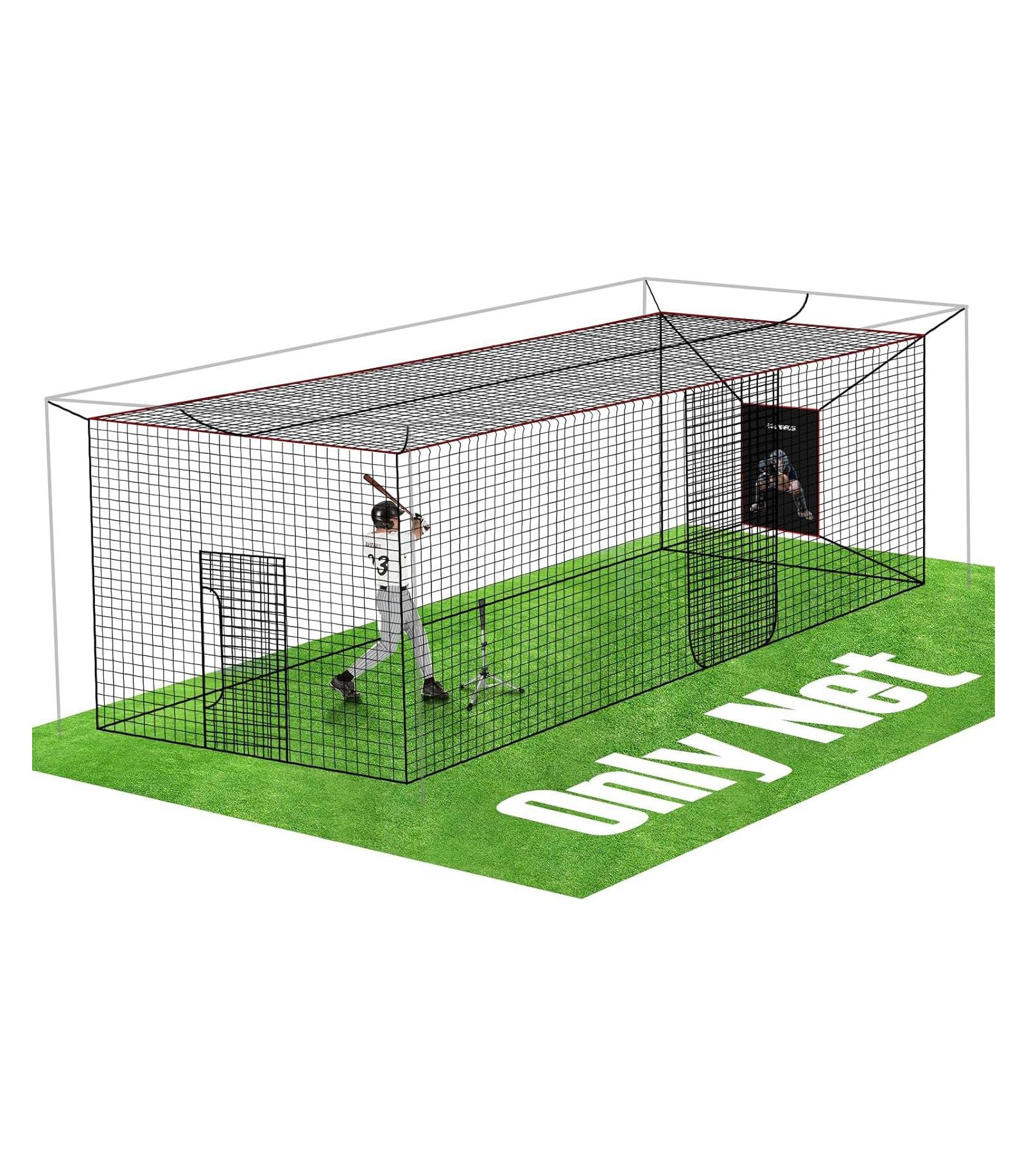 AOLIGEIJS Baseball Softball Batting Cage Net with Realistic Catcher, Net Only, Backyard Practice Batting Cage Net, Heavy Duty Multi-Purpose Sports Net