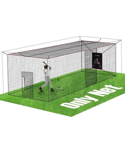AOLIGEIJS Baseball Softball Batting Cage Net with Realistic Catcher, Net Only, Backyard Practice Batting Cage Net, Heavy Duty Multi-Purpose Sports Net