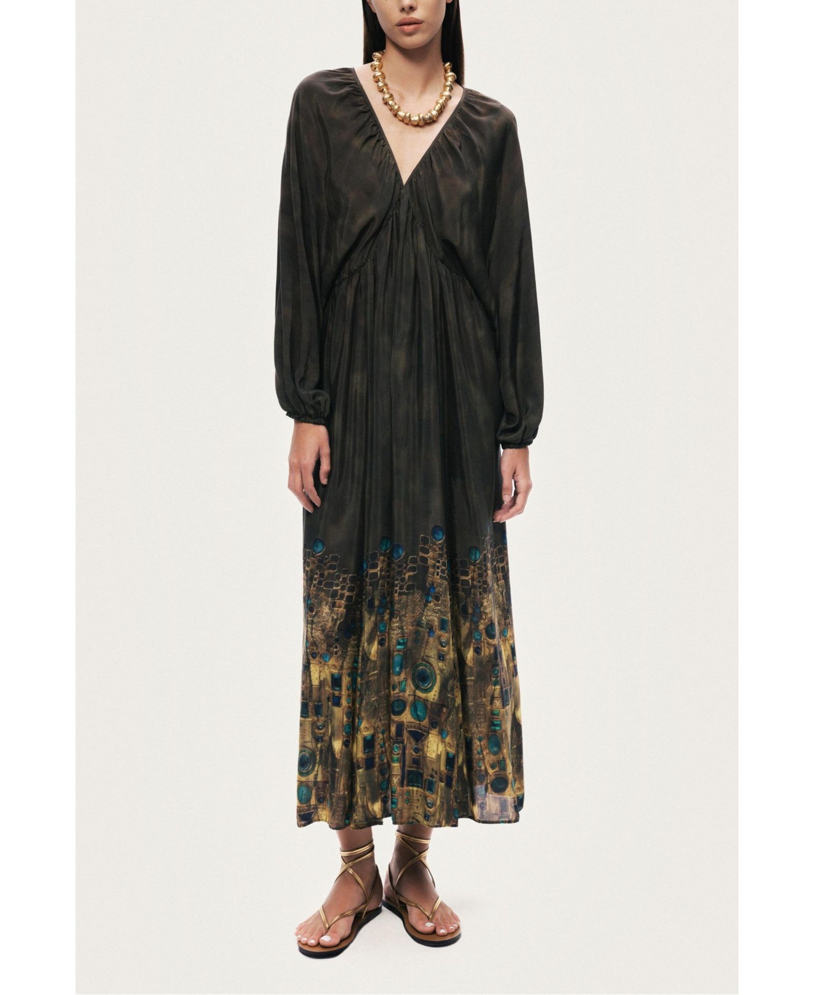 NOCTURNE Women's Printed Long Sleeve Maxi Dress