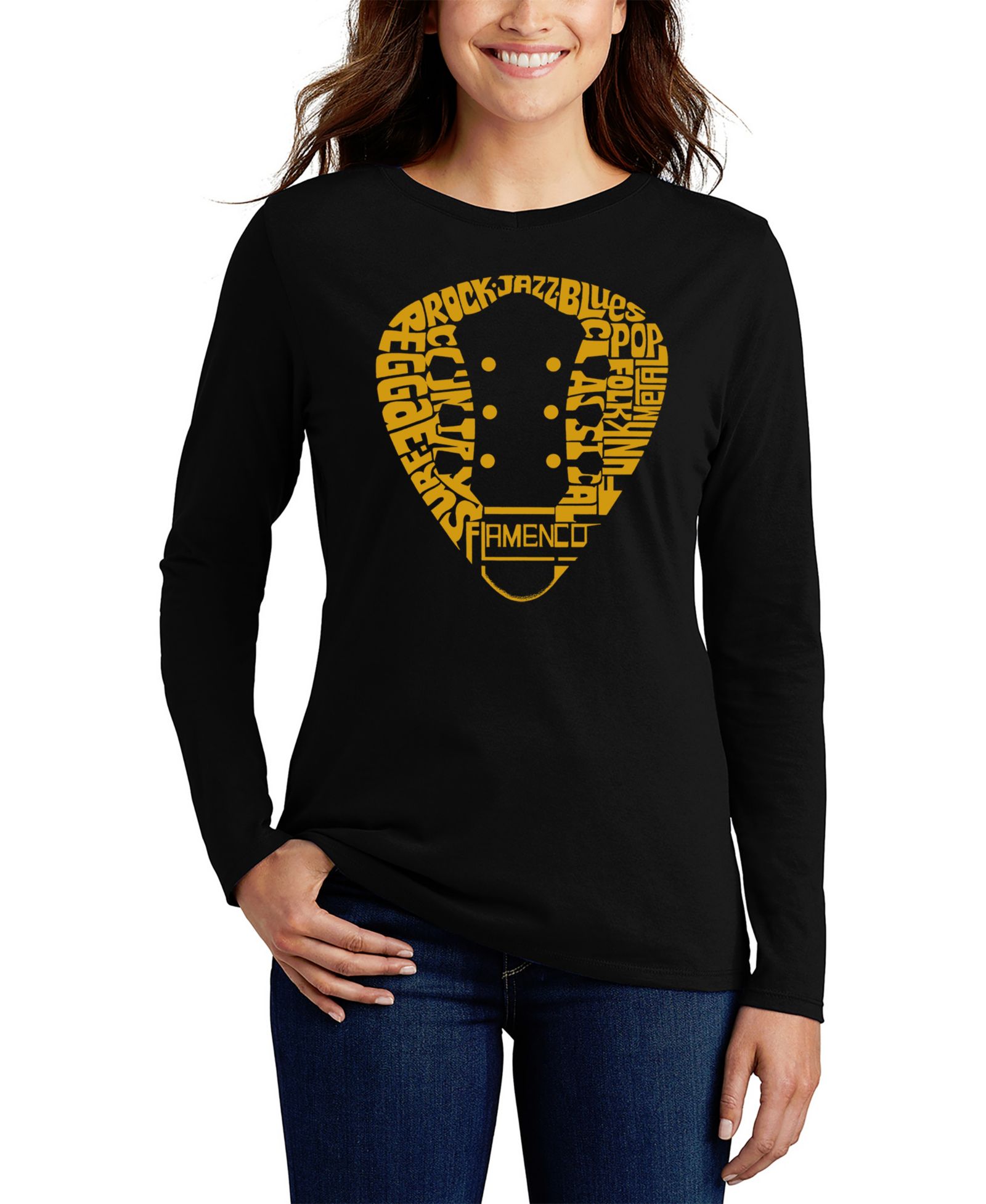 Женская футболка LA Pop Art Guitar Pick Genres Word Art