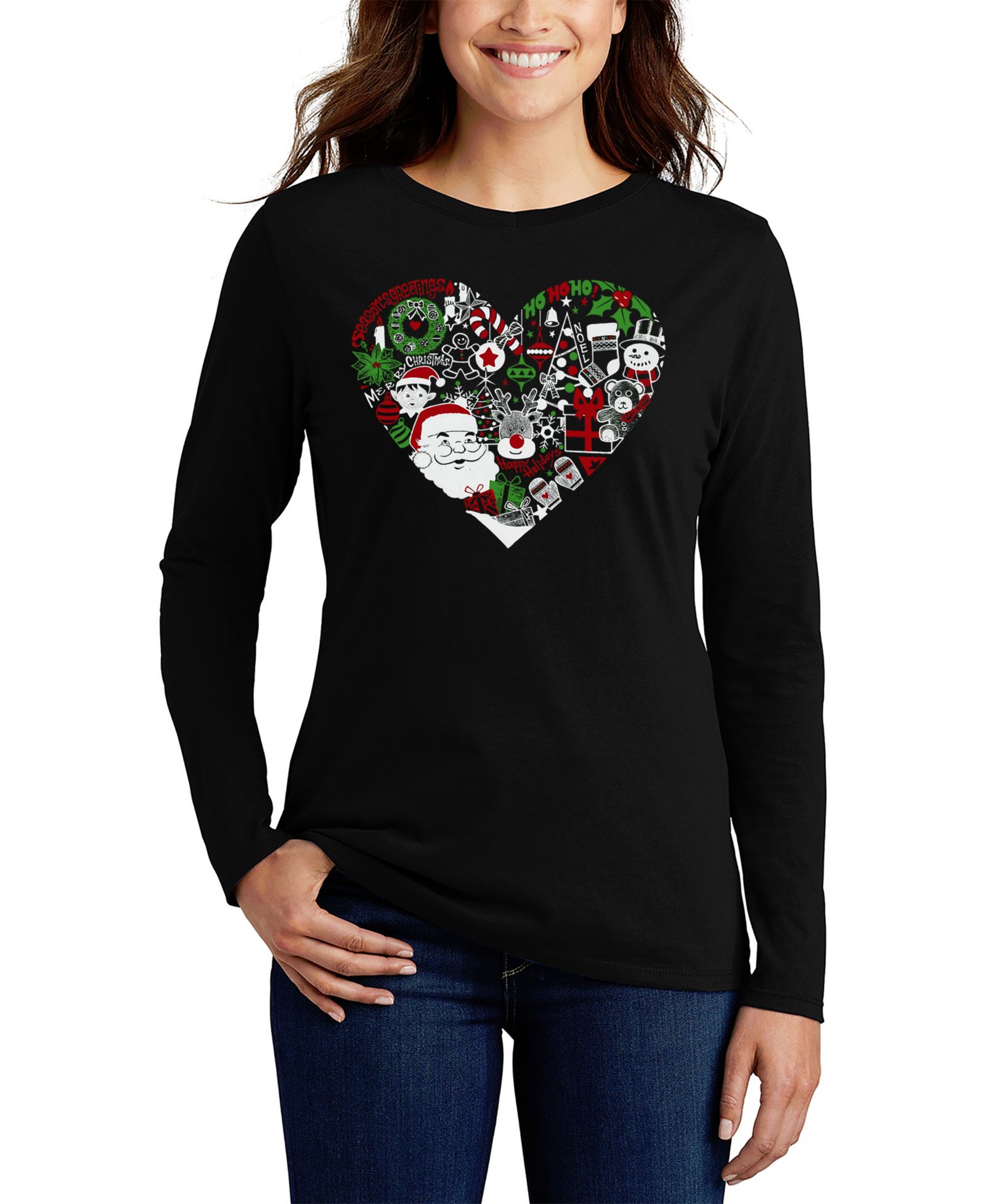 Женская футболка LA Pop Art Christmas Themed Heart Word Art