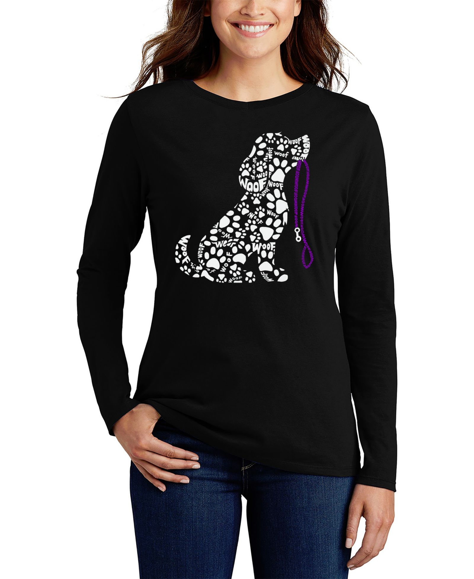 Женская свободная футболка LA Pop Art Dog Leash Word Art