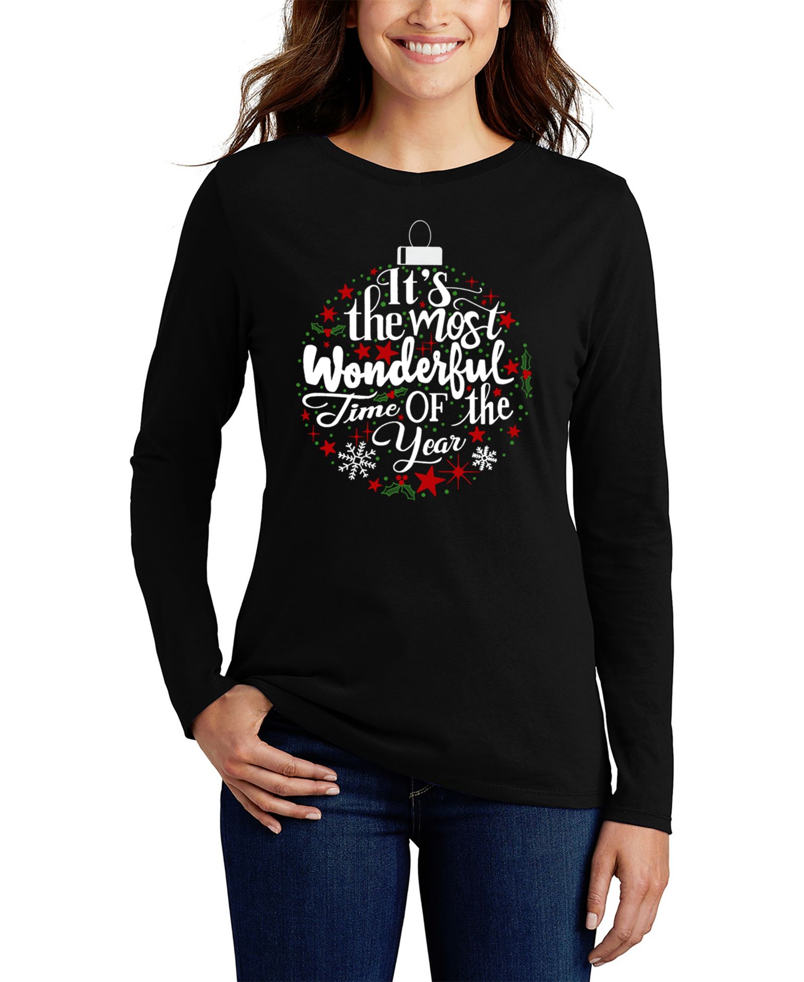 Женская свободная футболка LA Pop Art Christmas Ornament Word Art