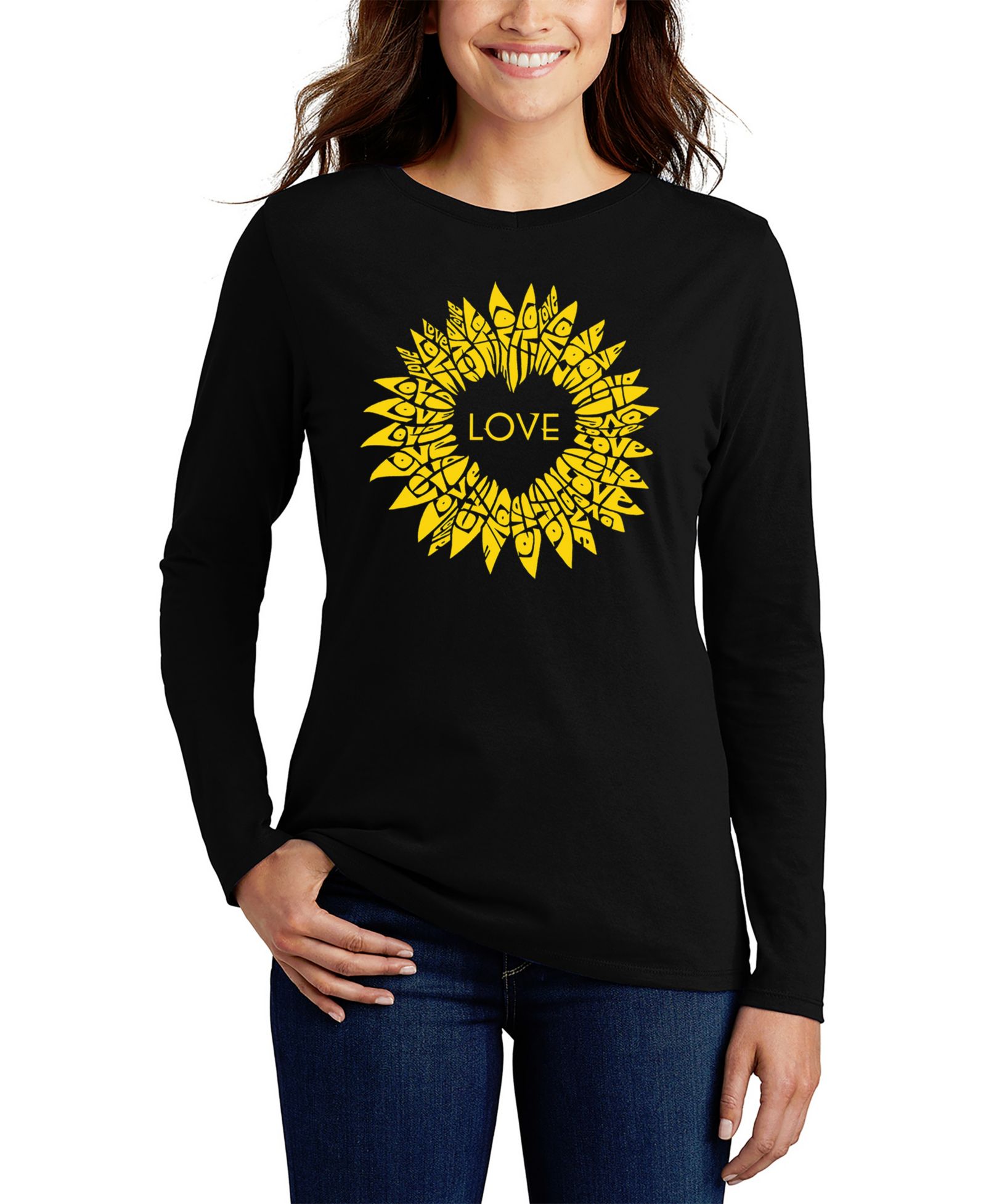Женская свободная футболка LA Pop Art с принтом Sunflower Love