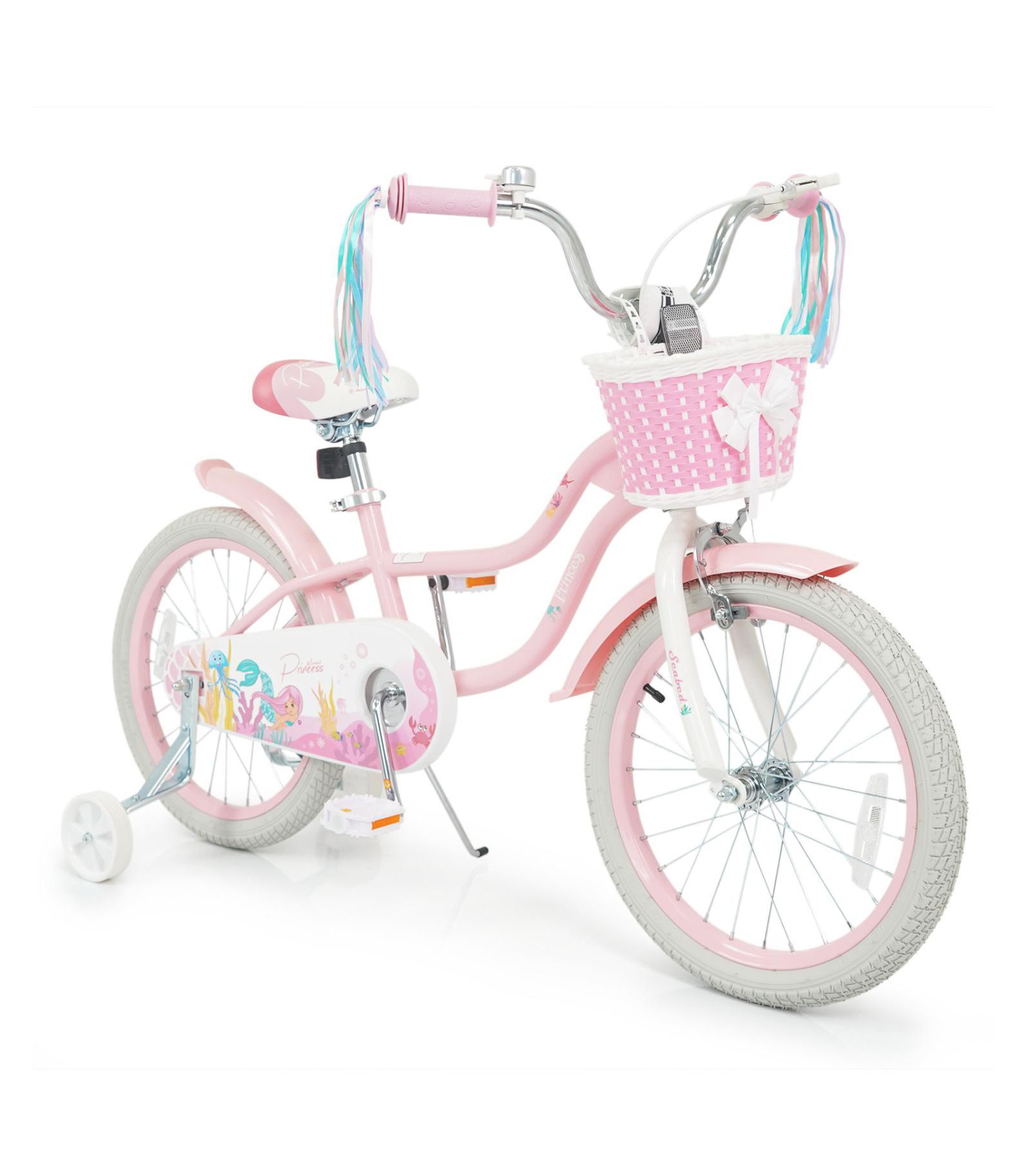 Детский велосипед Slickblue с корзиной и лентами