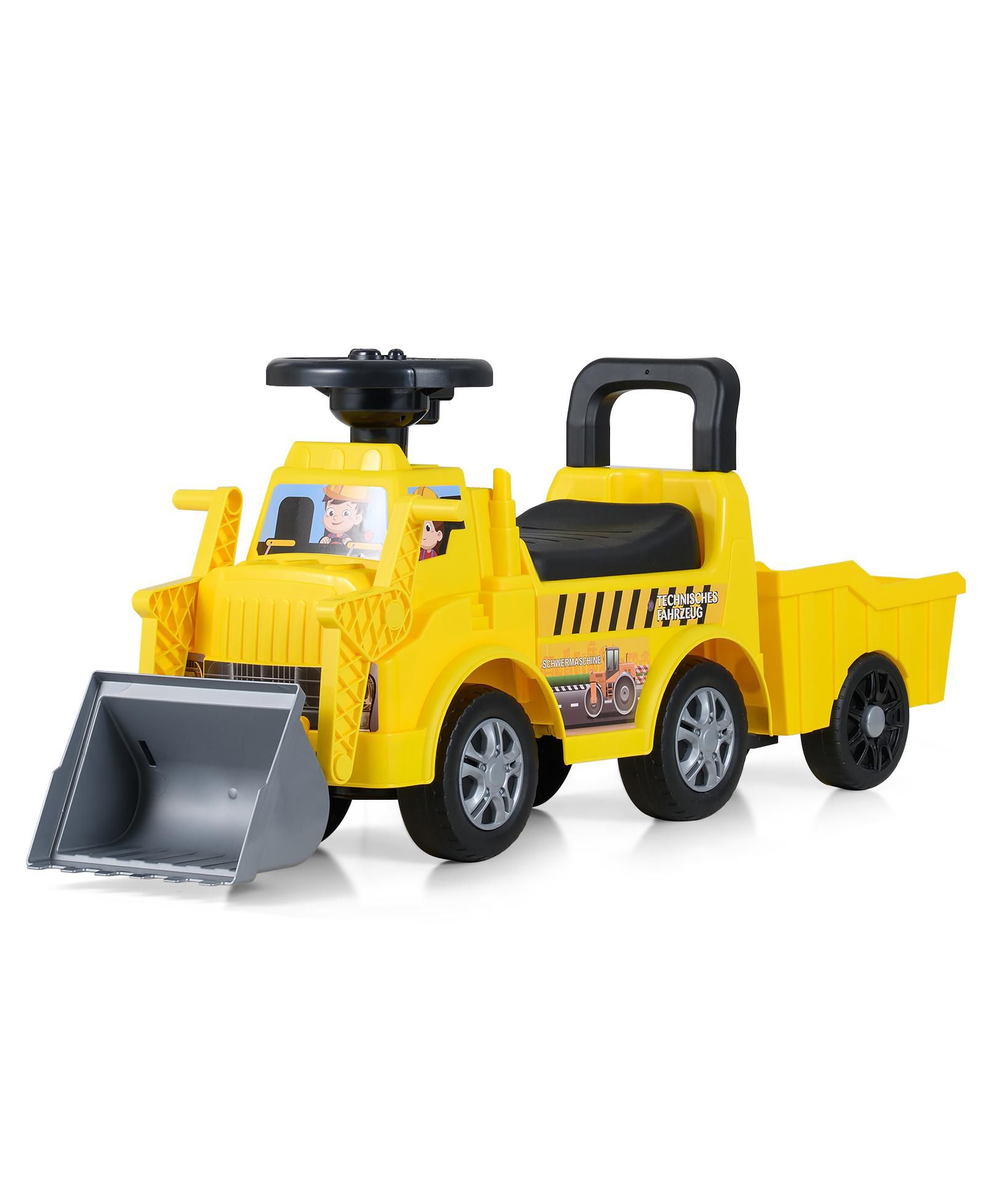 Экскаватор-трак Slickblue Ride On Digger Truck с лопатой и скрытым местом для хранения под сиденьем