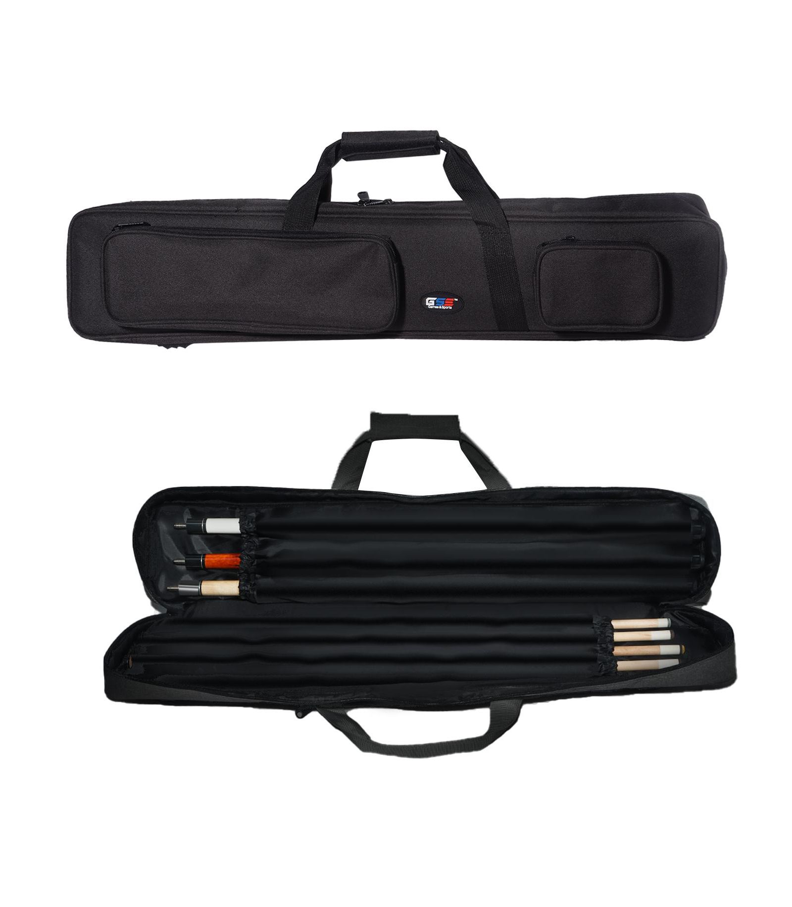 GSE Games & Sports Expert 3x4 Soft Pool Cue Case Billiard Pool Cue Stick Carrying Bag- Holds 3 Butts and 4 Shafts