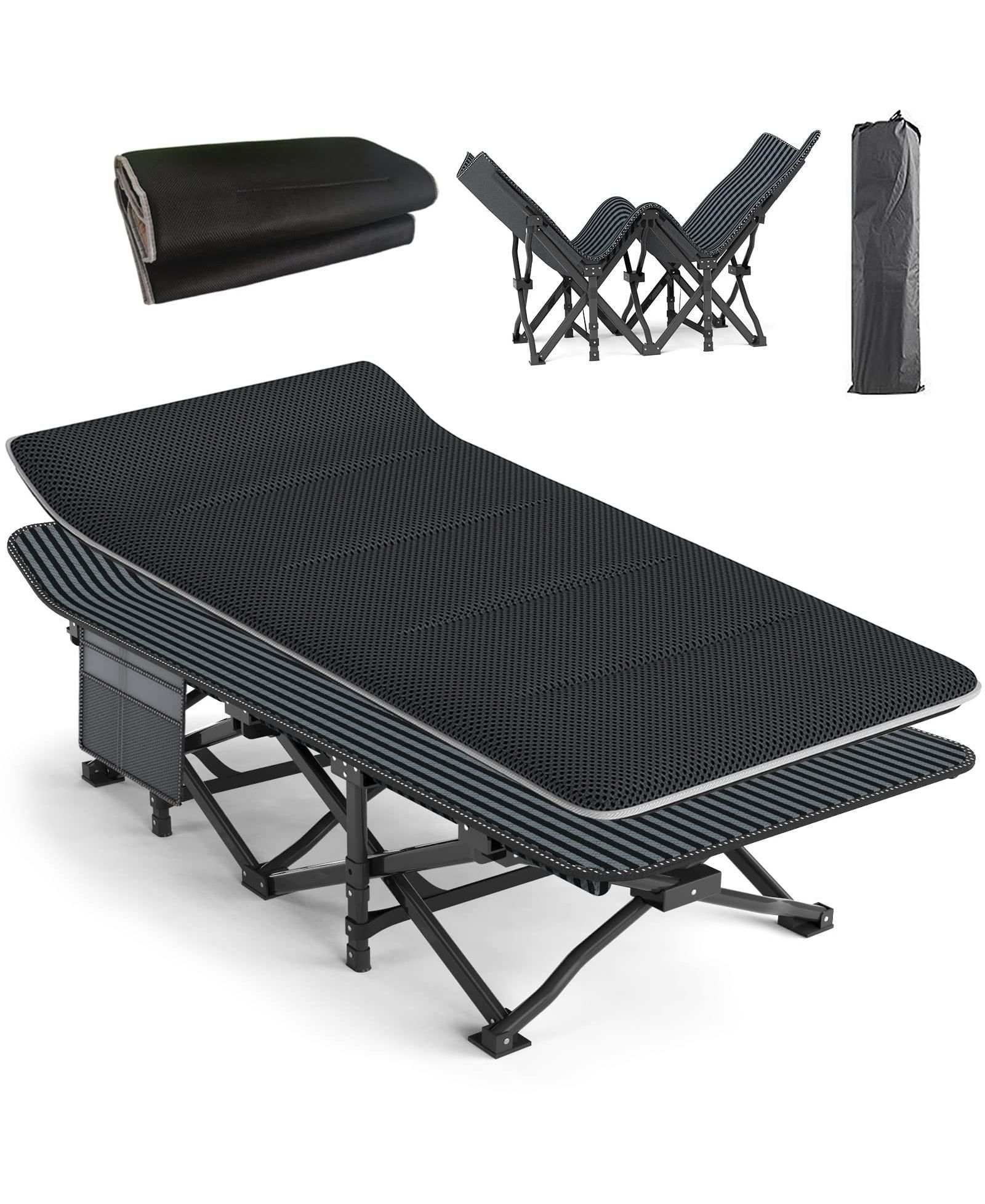 GNUADZ Camping Cot Folding Bed with Cushion Carry Bag 450Lbs Camping Outdoor Recreation Gear