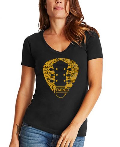 Женская футболка LA Pop Art V-neck с принтом Guitar Pick Genres