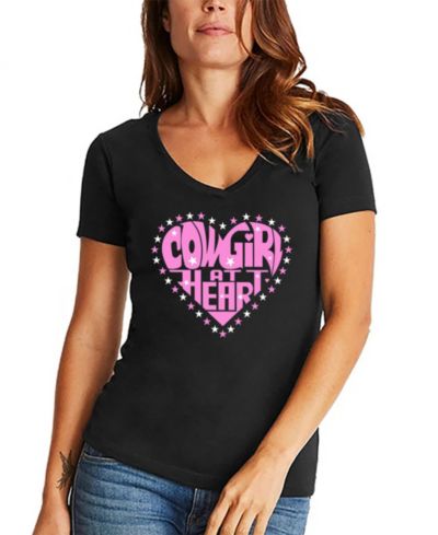 Женская футболка LA Pop Art Cowgirl at Heart Word Art V-Neck