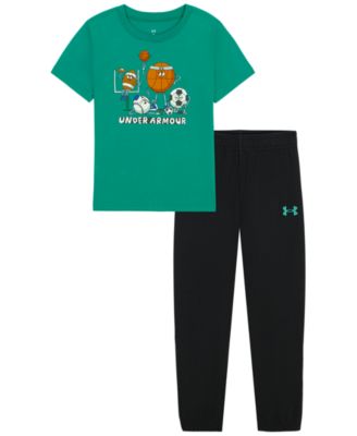 Under Armour Boys' 2T-7 Long-Sleeve T-Shirt and Pants, 2-Piece Set
