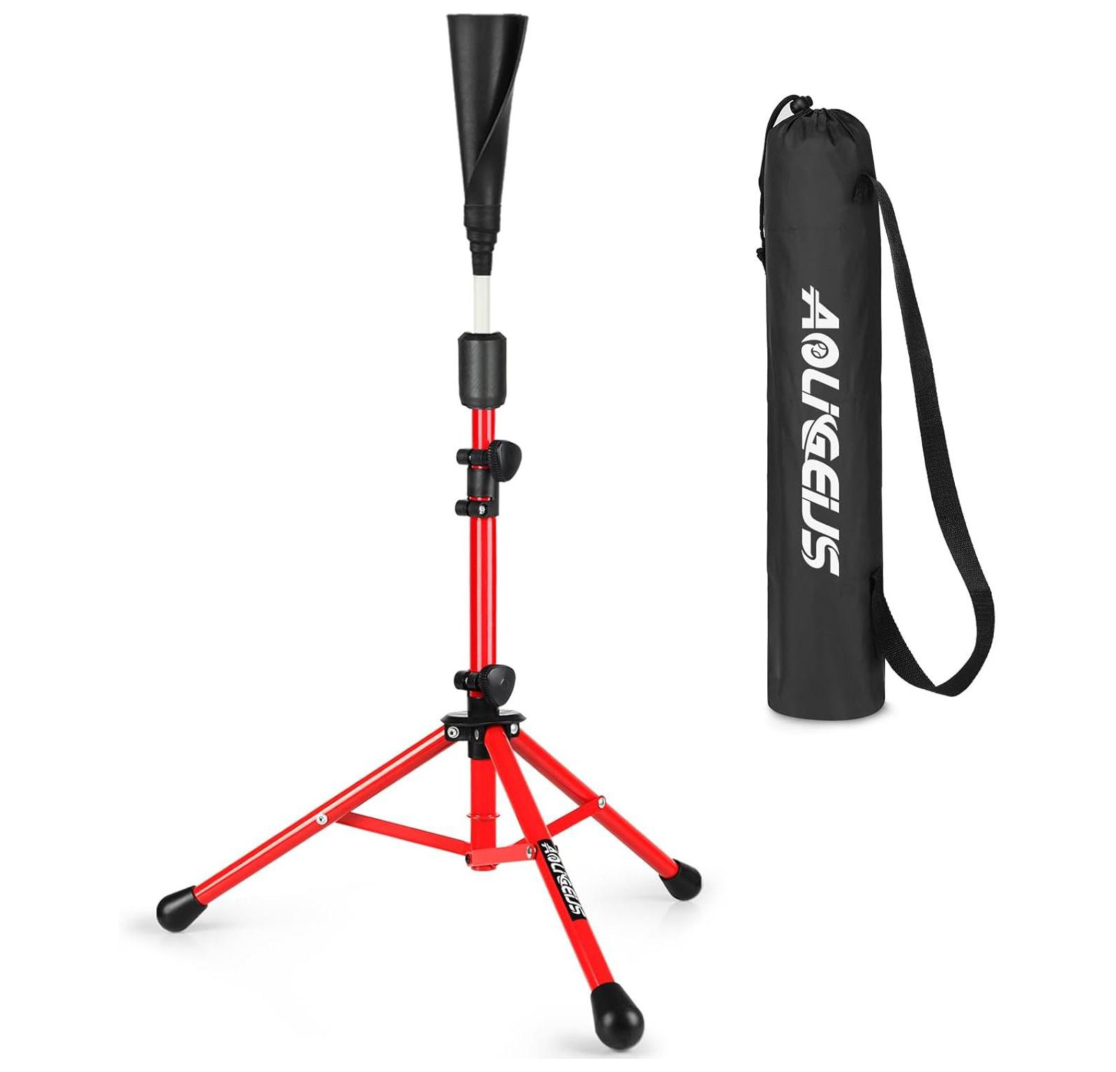 AOLIGEIJS Baseball Tee Batting Tee Softball Tee Portable Travel Hitting Tee,Easy Adjustable Height,Stable Tripod Stand