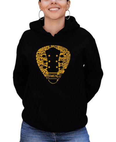 LA Pop Art Женское худи с принтом Guitar Pick Genres Word Art