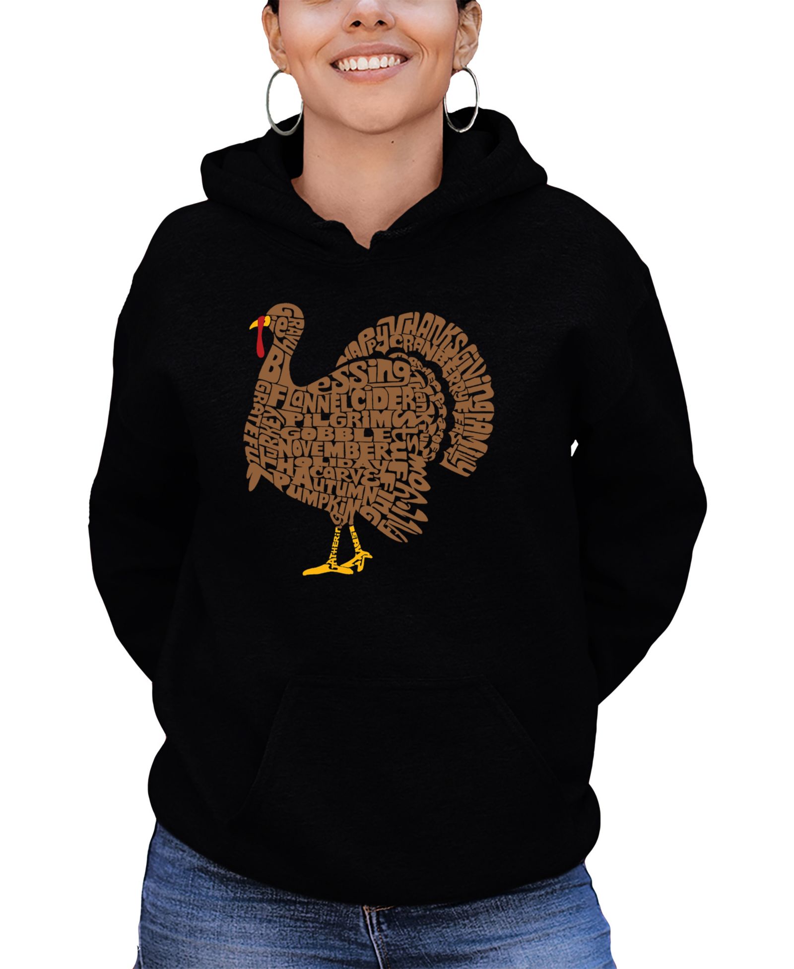 Женское худи LA Pop Art Thanksgiving Turkey Word Art