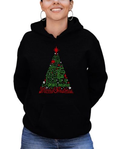 LA Pop Art Женский худи с принтом Holiday Christmas Tree Word Art