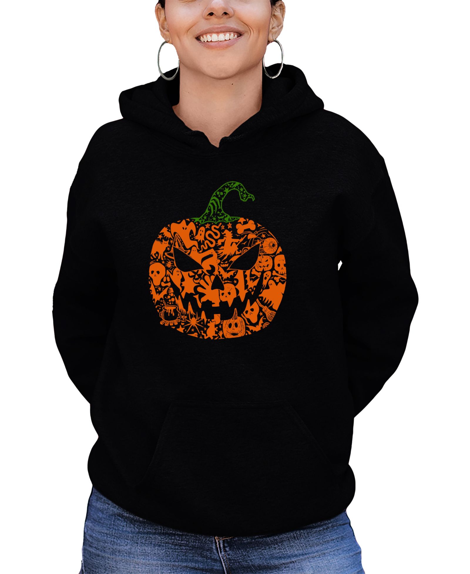 Женское худи LA Pop Art Halloween Pumpkin Word Art