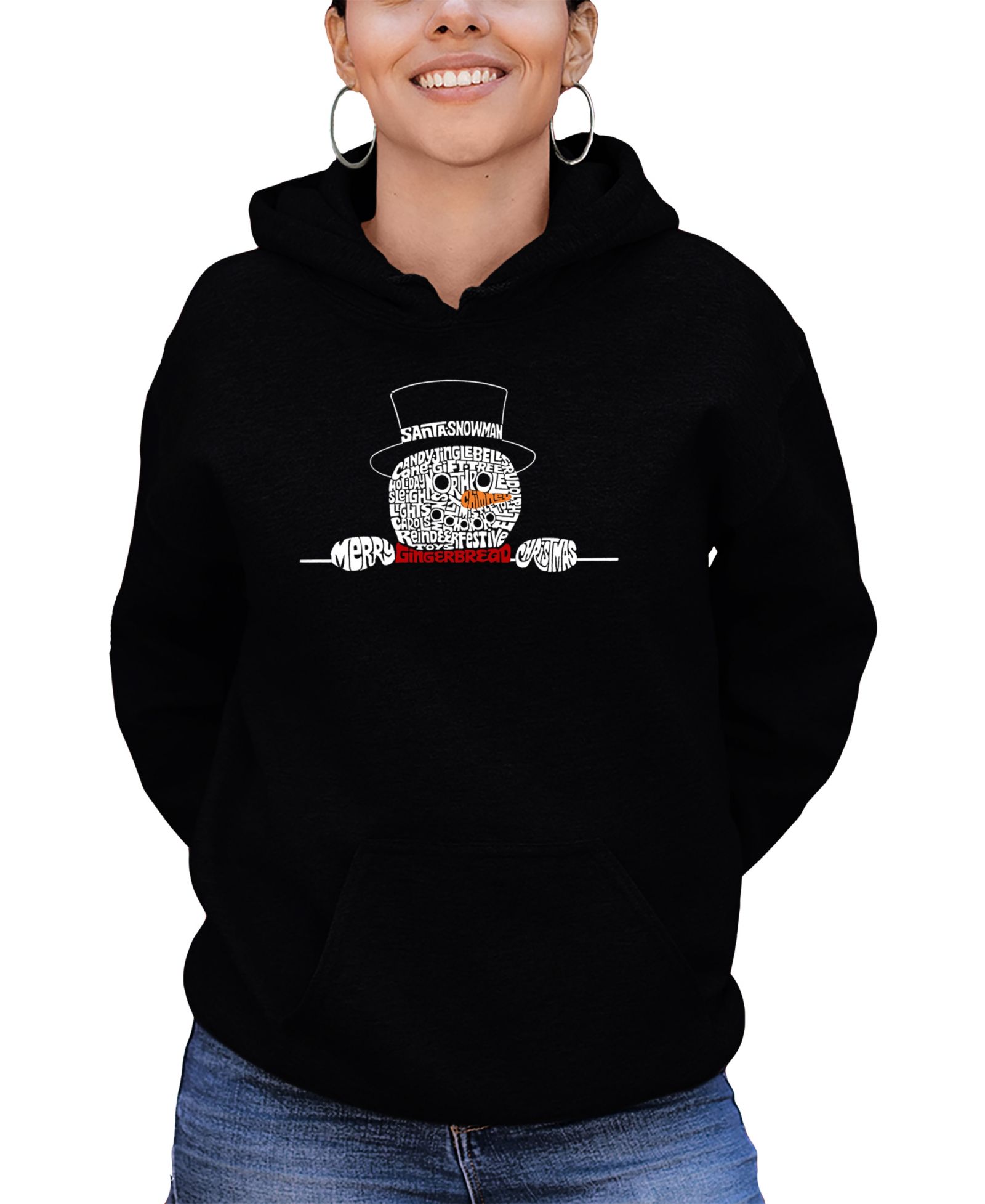 Женское худи LA Pop Art Peeking Snowman Word Art