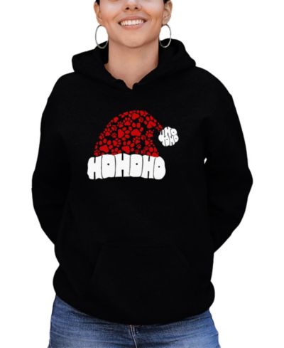 LA Pop Art Женская толстовка с капюшоном Paw Print Santa Hat