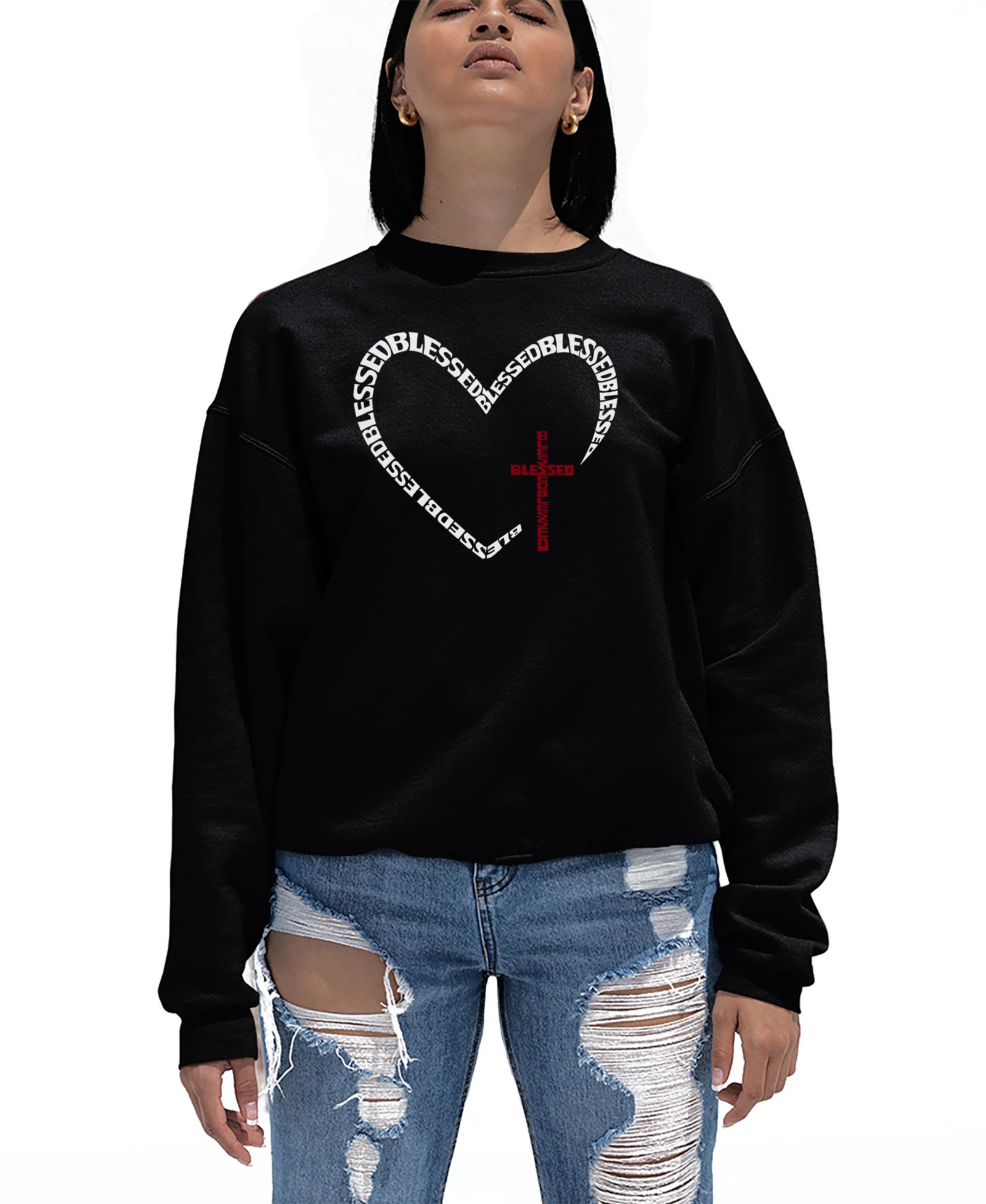 Женская толстовка LA Pop Art Blessed Heart Word Art