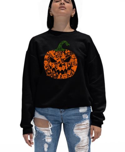 LA Pop Art Женская толстовка Halloween Pumpkin Word Art Crewneck