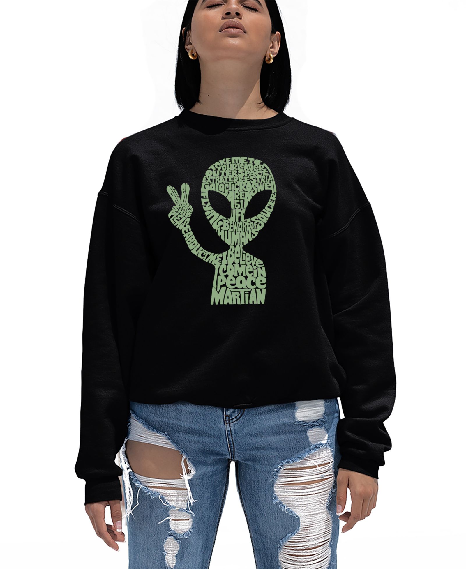 Женское свитшот LA Pop Art Peace Alien Word Art